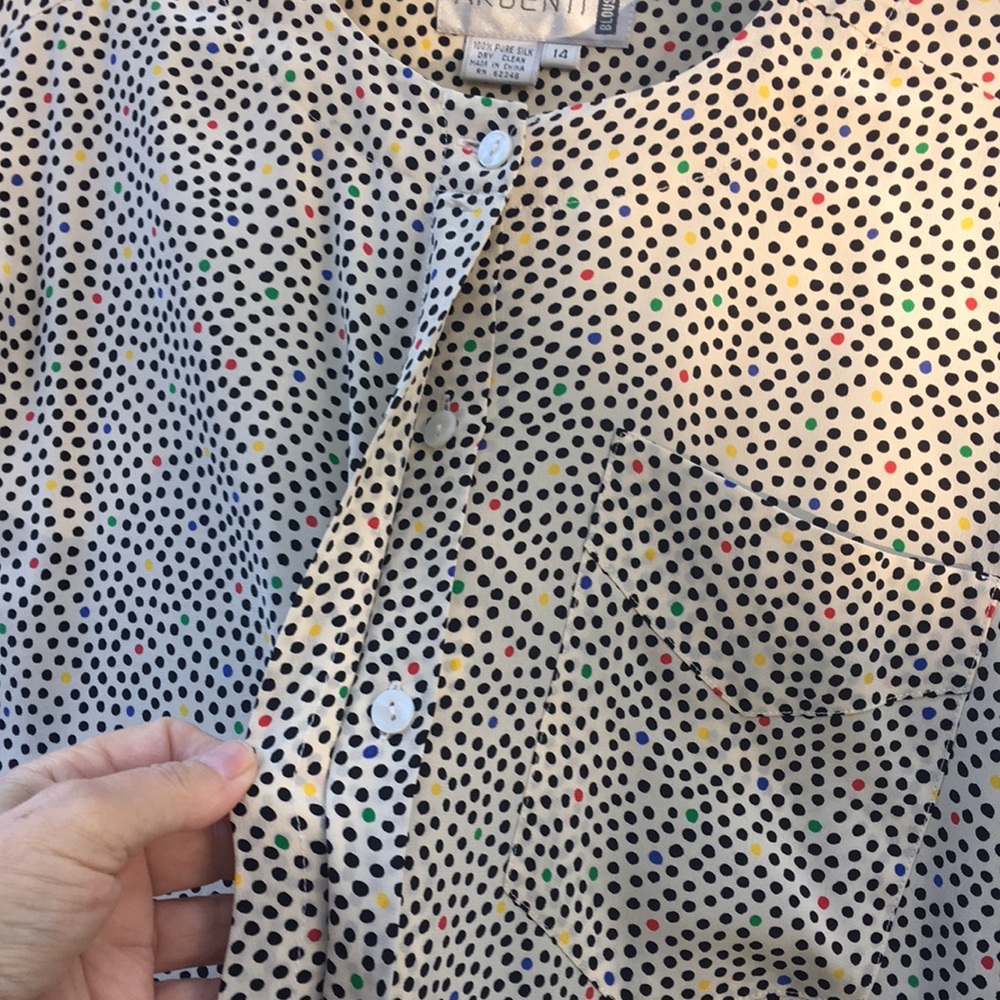 SILK “Argenti” Polka Dot Blouse - Picture 7 of 9